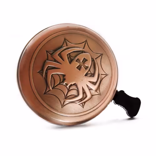 Звонок металлический, чеканка, диаметр 53 мм (винтажный паук)