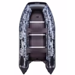 Надувная лодка ПВХ Адмирал 335, пайол фанерный, КМФ ОМОН черный