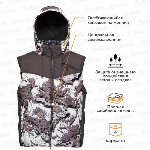 Жилет мужской Triton Gear Партизан, ткань Алова, белый камуфляж, 44-46 (S)