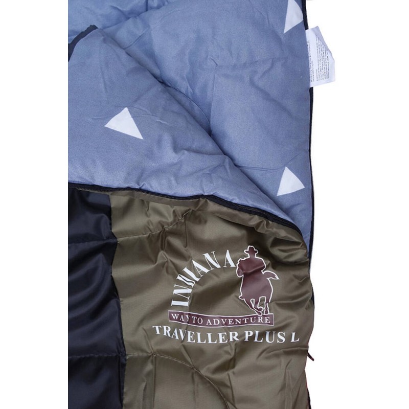 Мешок спальный Indiana Traveller Plus L-zip, черный/коричневый (до -12°С)