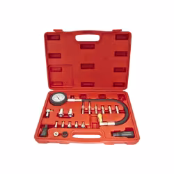 Компрессометр для дизельных двигателей в комплекте с резьбовыми адаптерами Эврика ER-86314, 19 предметов