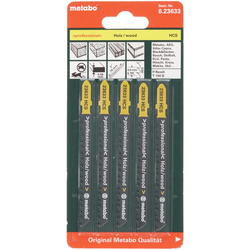 Пилки д/лобзика по дереву METABO T144D (75х1.25мм HCS, шаг 4мм, быстрый рез, в упак 5шт) 1шт