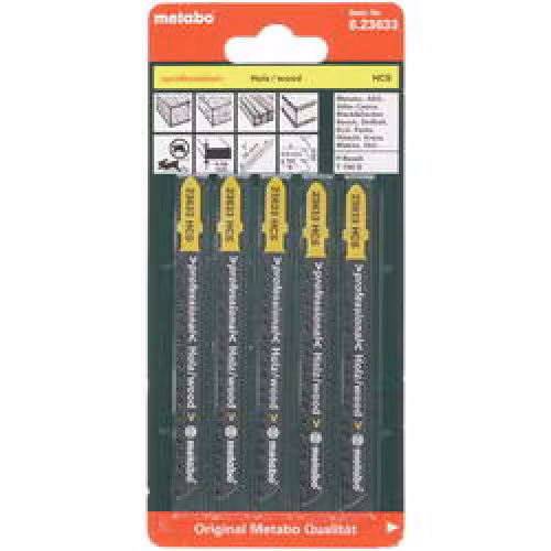 Пилки д/лобзика по дереву METABO T144D (75х1.25мм HCS, шаг 4мм, быстрый рез, в упак 5шт) 1шт