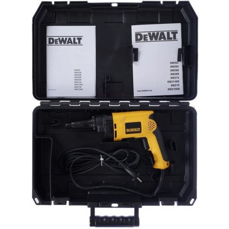 Дрель-шуруповерт с держателем насадок безударная сетевая DeWALT DW268K