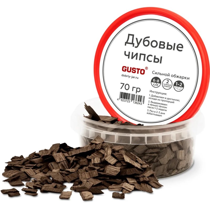 Дубовые чипсы сильной обжарки Gusto, 70 г