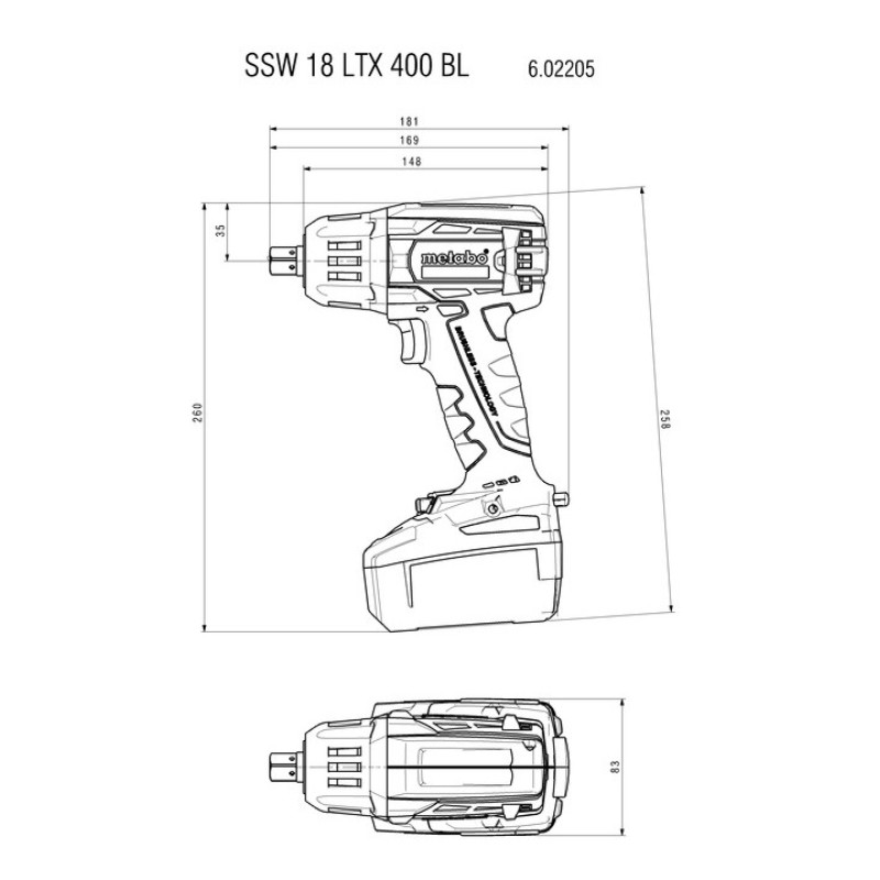 Гайковерт аккумуляторный ударный Metabo SSW 18 LTX 400 BL 4Ач в кейсе (с аккумулятором и зарядным устройством)