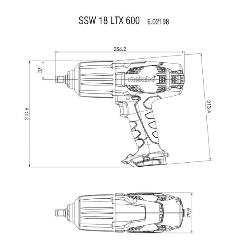 Гайковерт аккумуляторный ударный Metabo SSW 18 LTX 600 (без аккумулятора и зарядного устройства)