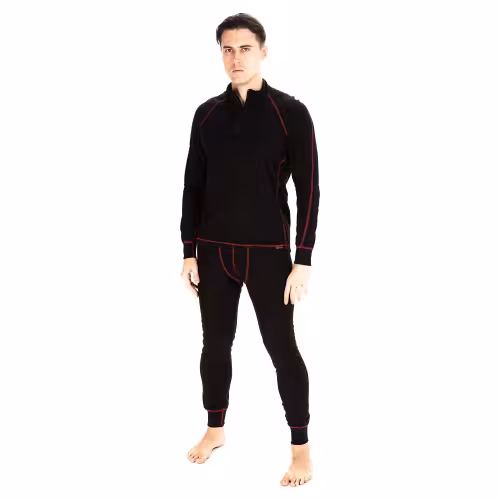 Комплект термобелья мужской Huntsman Thermoline ZIP, микрофлис, черный, размер 46-48 (M)