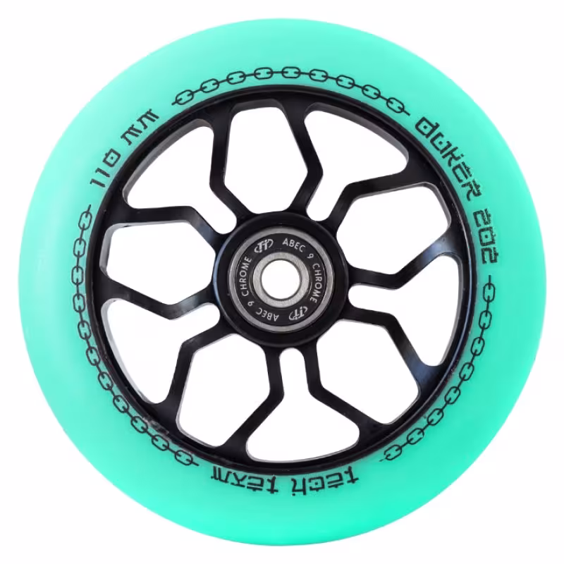 Колесо д/экстрим. самоката 110 мм, с подшипн. Duker 202, ABEC-9, алюмин.(морская волна)