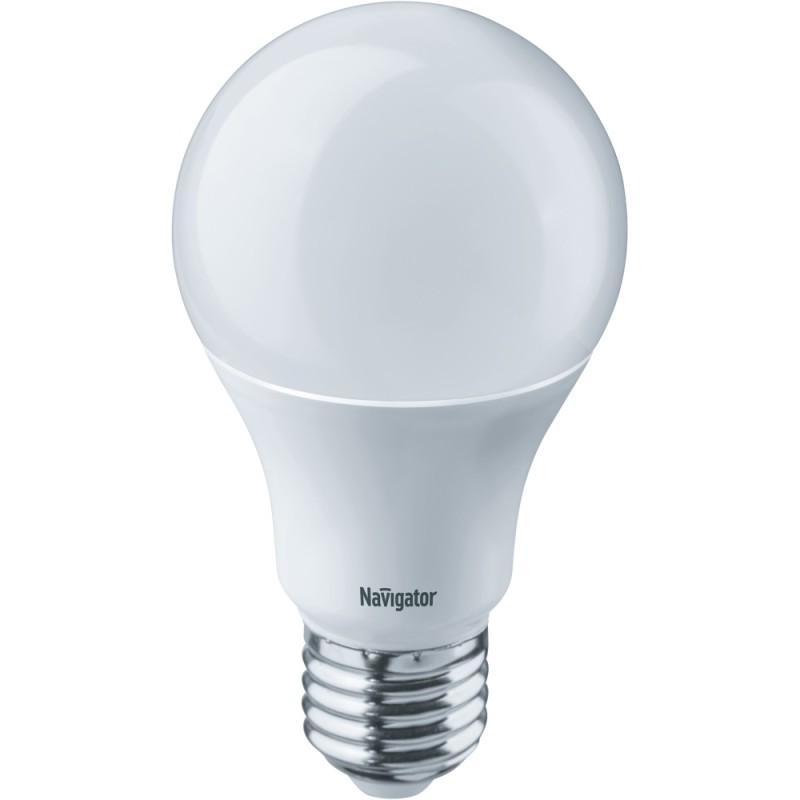 Лампа светодиодная Navigator NLL-A60-7-230-2.7K-E27, 220V, E27, 7 Вт, 2700K, 525lm, теплый белый свет