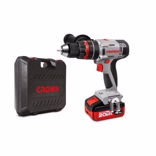 Дрель-шуруповерт ударная аккумуляторная Crown CT21075HMX-4 BMC