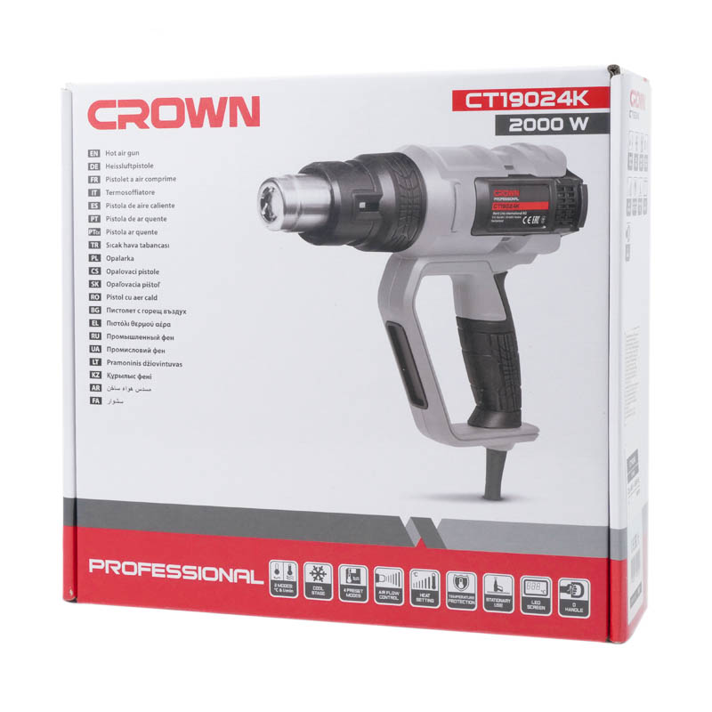 Фен строительный сетевой Crown CT19024K