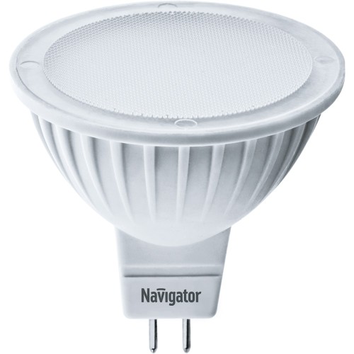 Лампа светодиодная Navigator NLL-MR16-5-230-4K-GU5.3, 220V, GU5,3, 5 Вт, 4000K, 400lm, холодный белый свет