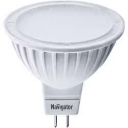 Лампа светодиодная Navigator NLL-MR16-7-230-3K-GU5.3, 220V, GU5,3, 7 Вт, 3000K, 525lm, теплый белый свет