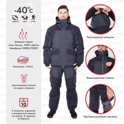 Костюм мужской Triton Gear Gorka -40 ПК, ткань Таслан, серый/черный, размер 48-50 (M), 170-176 см