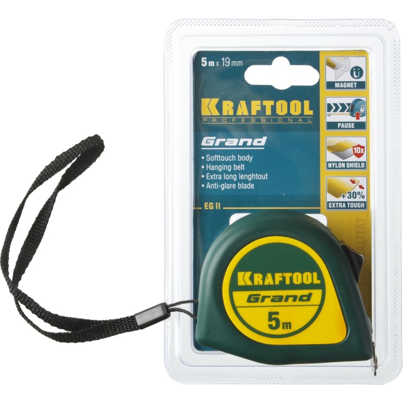 Рулетка строительная Kraftool Grand 34022-05-19, 5 м х 19 мм