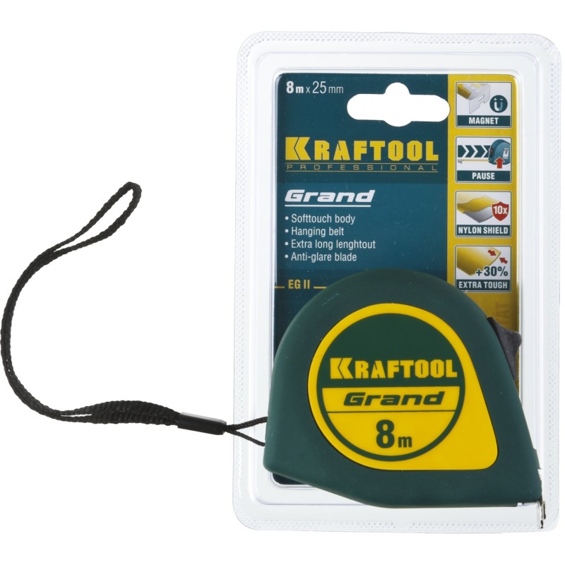 Рулетка строительная Kraftool Grand 34022-08-25, 8 м х 25 мм