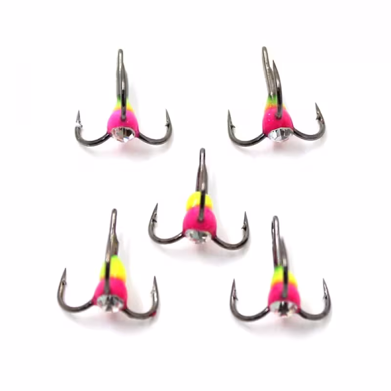 Крючок-тройник светофор Namazu (+капля,камень, р-р10, цвет VYG, 5 ШТ)