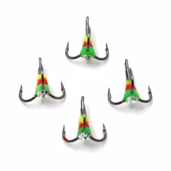 Крючок-тройник светофор Namazu (+капля,камень, р-р8, цвет GRO, 5 ШТ)