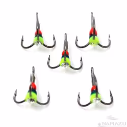 Крючок-тройник светофор Namazu (+капля,камень, р-р8, цвет RYB, 5 ШТ)