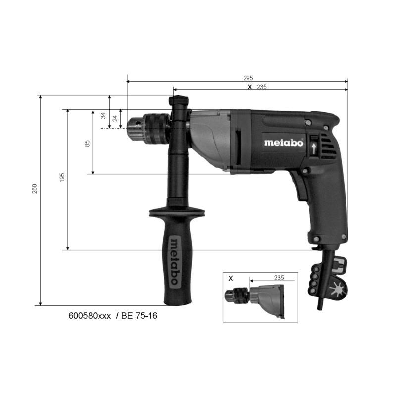 Дрель безударная сетевая Metabo BE 75-16