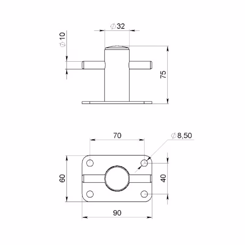 Кнехт одинарный Техномарин 020201T, 32 мм