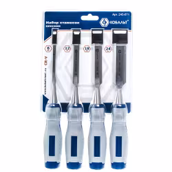 Набор плоских стамесок Кобальт 245-671: 6, 12, 18, 24 х 140 мм