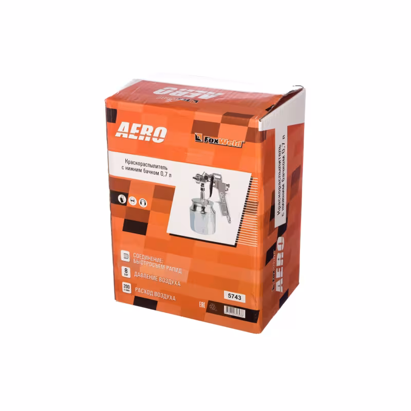 Краскопульт пневматический Foxweld Aero 5743, 0.7 л 