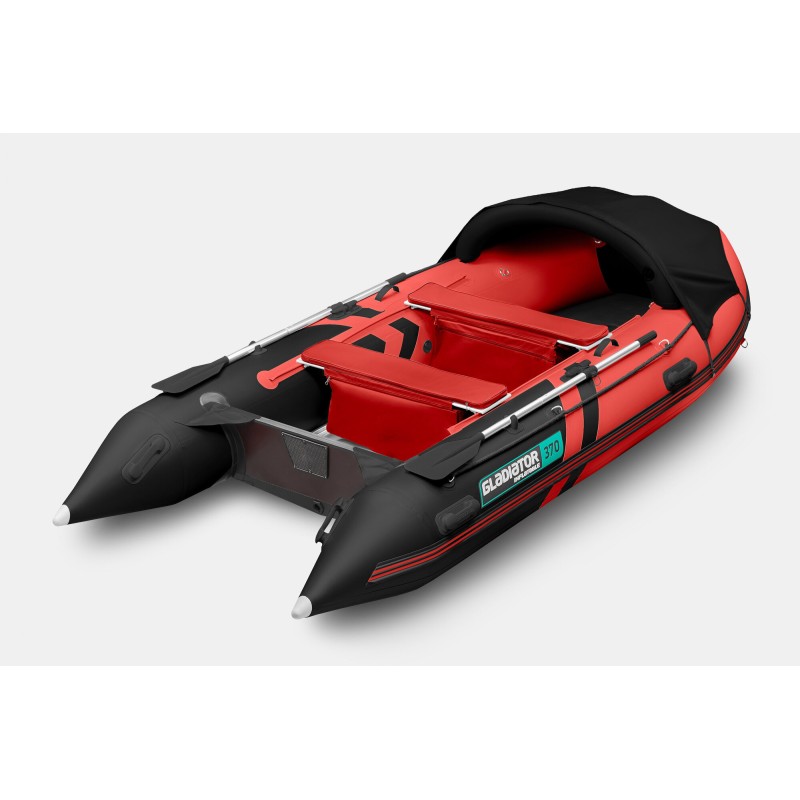 Надувная лодка ПВХ Gladiator  C370AL, пайол алюминиевый, красный/черный