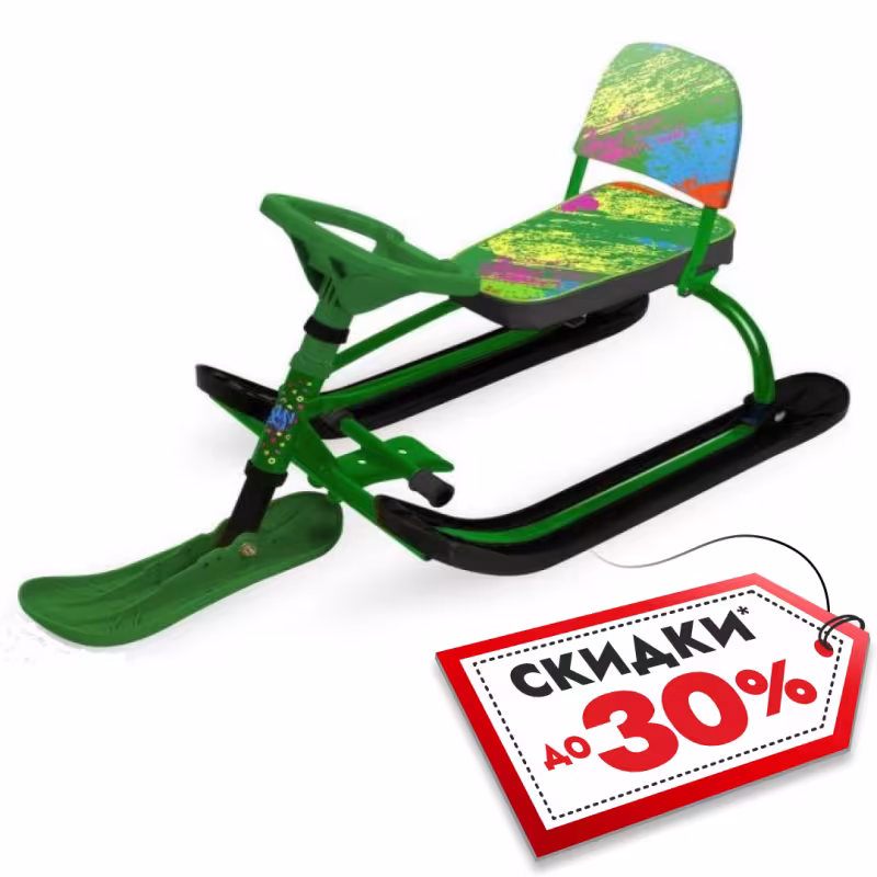 Снегокат со спинкой Nika Kids Twiny 2 1/2 Краски, зеленый