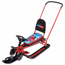 Снегокат с колесами, ручкой и спинкой Nika Kids Тимка Спорт 6 Хоккей, красный/черный