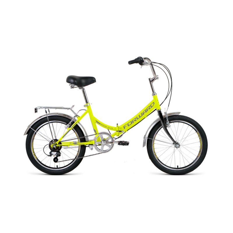 Велосипед городской складной подростковый FORWARD ARSENAL 20 2.0, рост 14, 6 скоростей, серый/ярко-зеленый