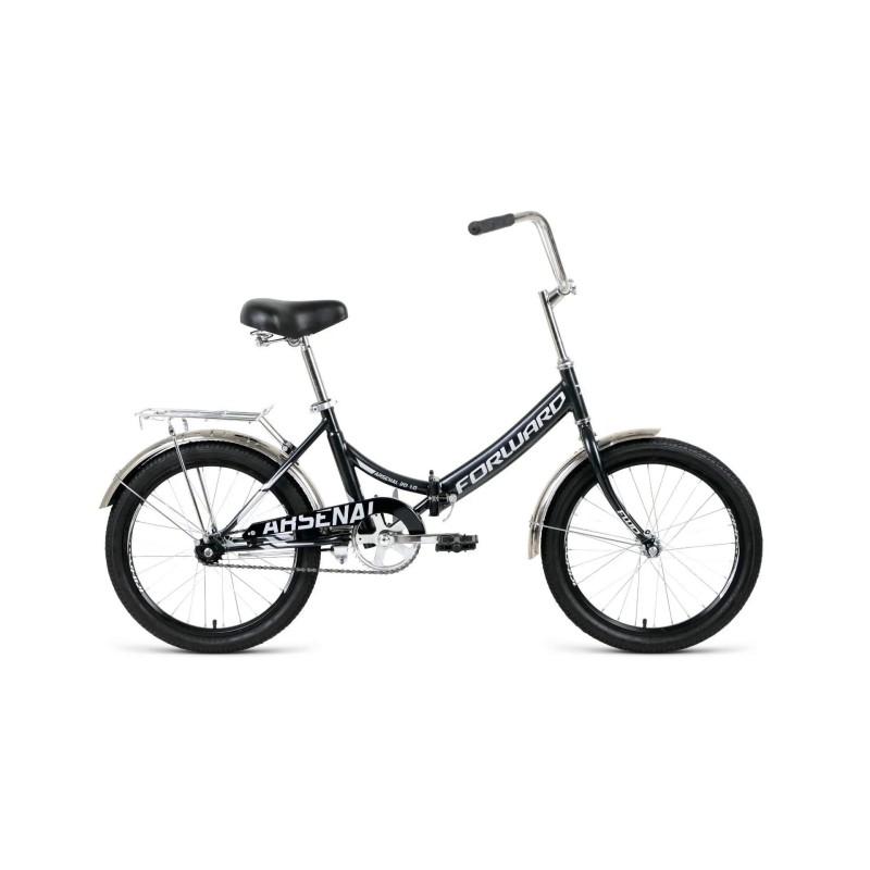 Велосипед городской складной подростковый FORWARD ARSENAL 20 1.0, рост 14, 1 скорость, серый/черный