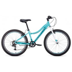 Велосипед горный хардтейл подростковый FORWARD JADE 1.0 24, рост 12, 7 скоростей, синий/бирюзовый