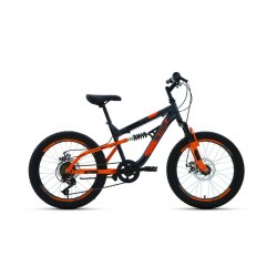 Велосипед горный двухподвес подростковый ALTAIR MTB FS 20 disc, рост 14, 6 скоростей, оранжевый/серый
