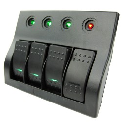 Панель бортового питания 4 Gang Switch Panel, 4 переключателя, 310081, черный