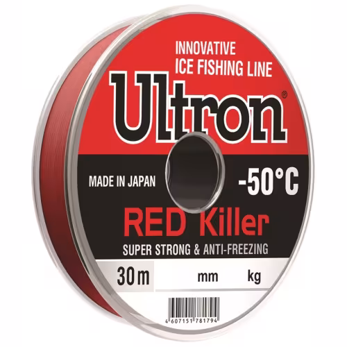 Леска монофильная Ultron Red Killer 0.15 мм, 2.4 кг, 30 м