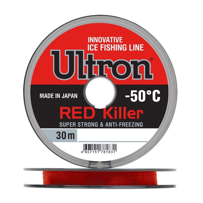 Леска монофильная Ultron Red Killer 0.15 мм, 2.4 кг, 30 м