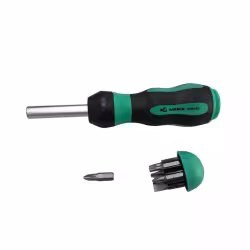 Отвертка-рукоятка трещоточная PH, SL, T с набором бит 1/4 Garwin 636120, 8 предметов