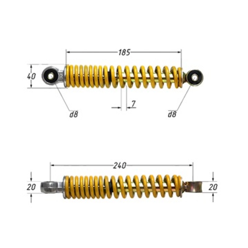 Амортизатор гусеничного блока малый Irbis Dingo T150, 79724/94726, L-240mm