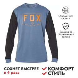 Джерси мужское Fox Shield LS Tech Tee, ткань TruDri, синий/серый, размер M