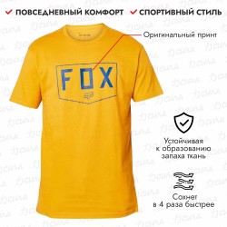 Футболка мужская Fox Shield SS Premium Tee , ткань Drirelease, жёлтый, размер M