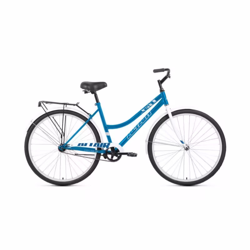 Велосипед городской взрослый женский ALTAIR CITY 28 low, рост 19, 1 скорость, голубой/белый