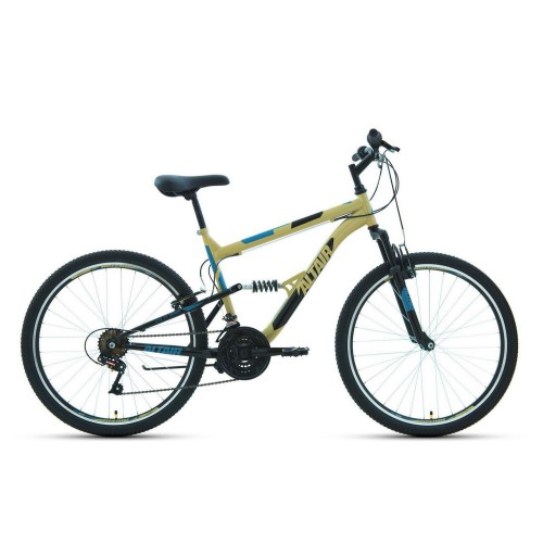 Велосипед горный двухподвес взрослый ALTAIR MTB FS 26 1.0, рост 18, 18 скоростей, черный/бежевый