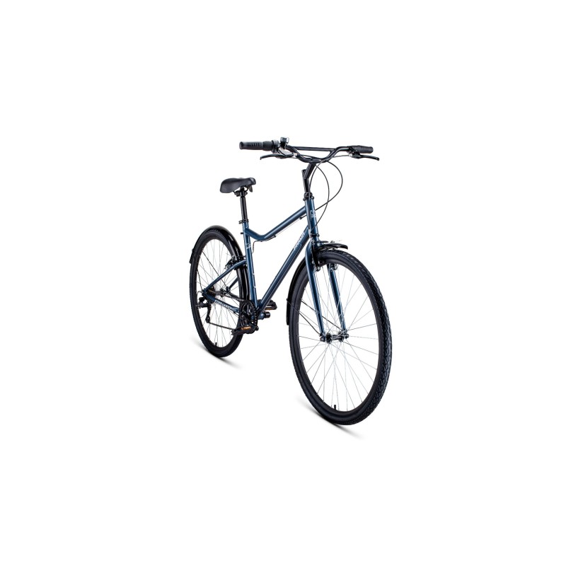 Велосипед городской взрослый FORWARD PARMA 28, рост 19, 7 скоростей, черный матовый/белый 