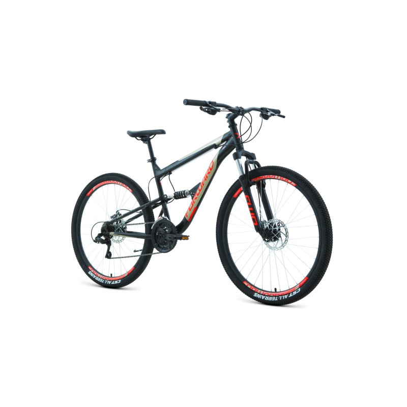 Велосипед горный двухподвес взрослый FORWARD RAPTOR 27.5 2.0 disc, рост 16, 18 скоростей, черный/красный 