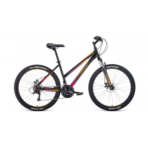 Велосипед горный хардтейл взрослый FORWARD IRIS 26 2.0 disc, рост 17, 18 скоростей, черный 