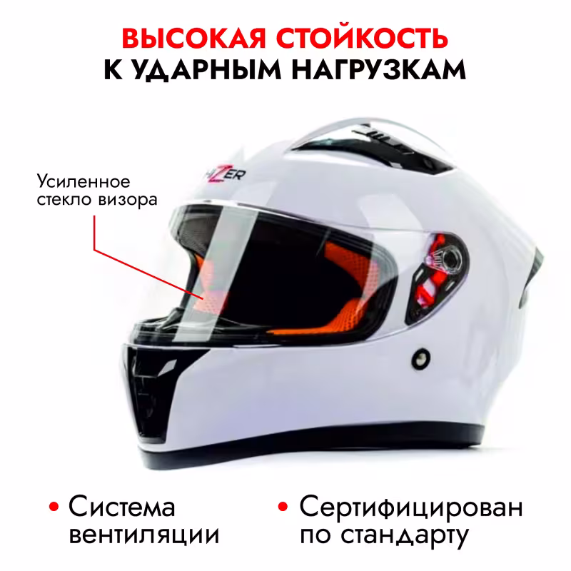 Мотошлем Hizer B532, белый, размер M