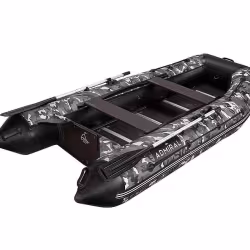 Надувная лодка ПВХ Адмирал 320 Classic, пайол фанерный, КМФ ОМОН серый