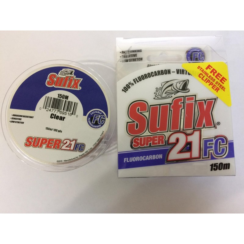 Леска флюорокарбоновая Sufix Super 21 Fluorocarbon 0.28 мм, 6.5 кг, 150 м